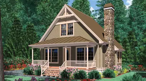 image of tiny craftsman house plan 2487