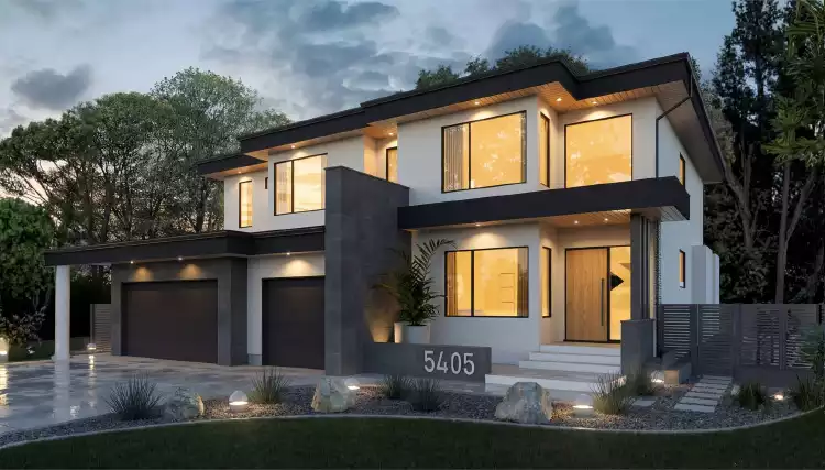 image of mid century modern house plan 10985