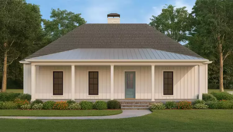 image of single story farmhouse plan 10945