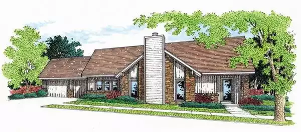 image of single story farmhouse plan 5363