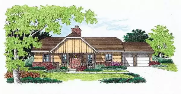 image of single story farmhouse plan 5366