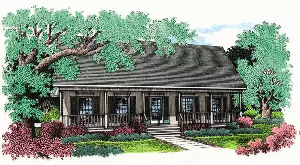 image of single story farmhouse plan 3550