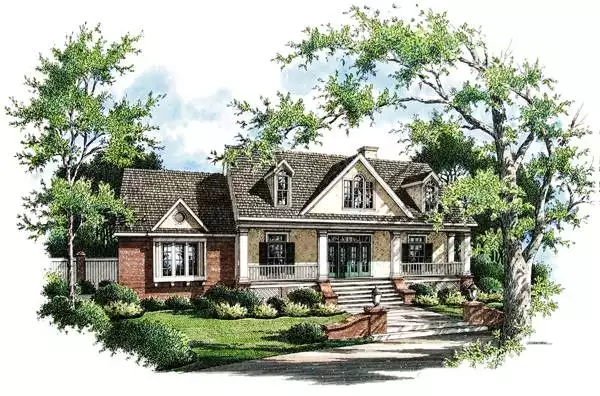image of single story cottage house plan 7655