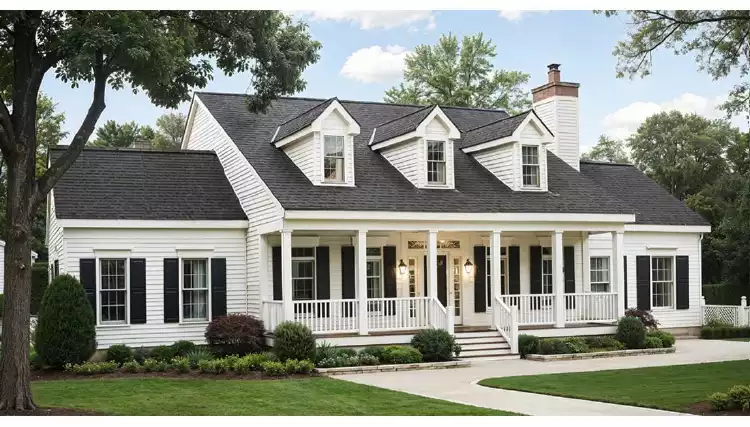 image of single story farmhouse plan 5628