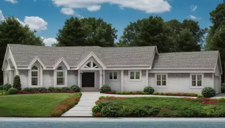 image of single story farmhouse plan 5640