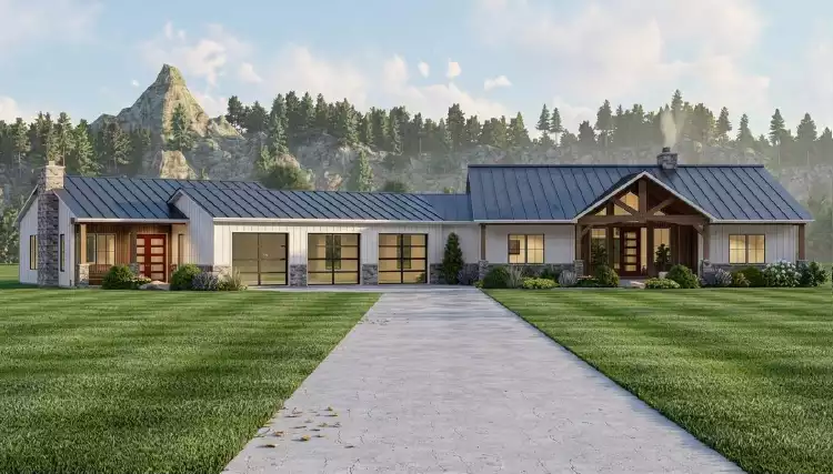 image of single story ranch house plan 11486