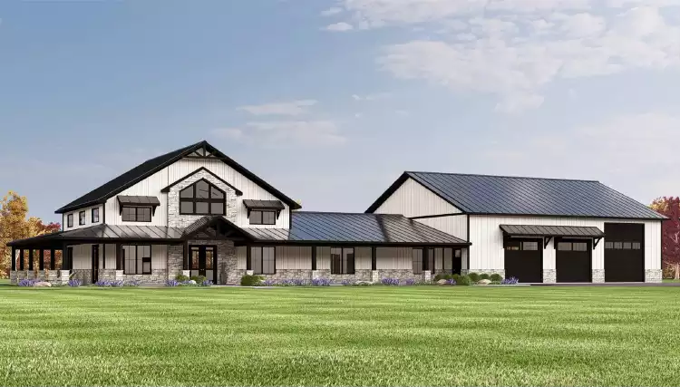 image of single story farmhouse plan 11967