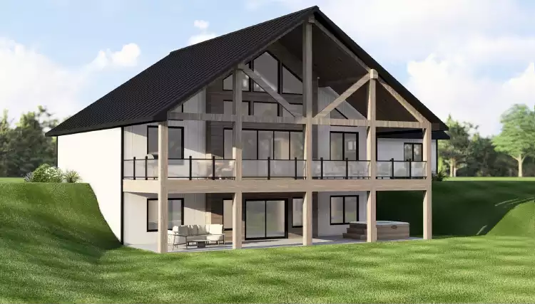 image of single story modern farmhouse plan 12360
