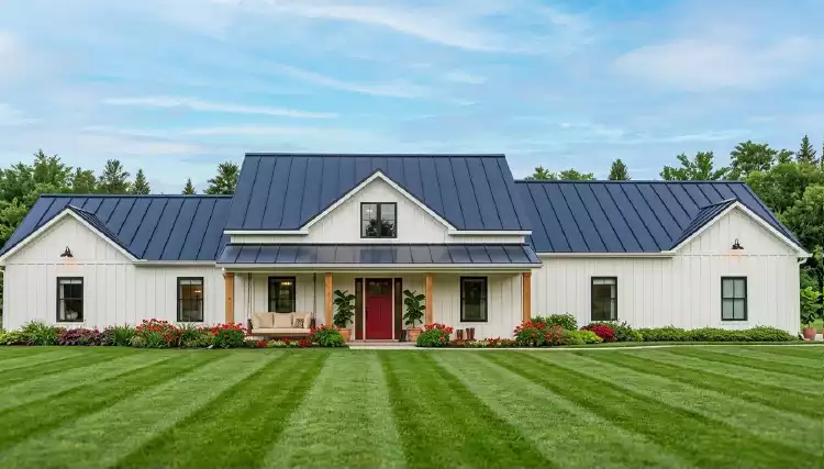 image of single story modern farmhouse plan 12734