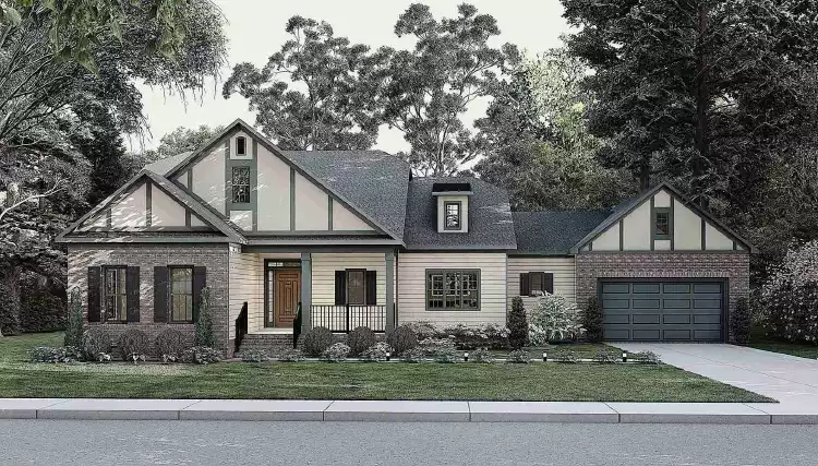 Tudor Style Ranch House Plan