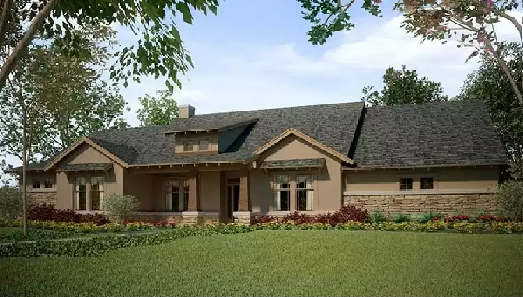 image of single story cottage house plan 3749