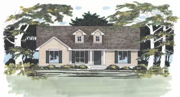 image of single story farmhouse plan 5564