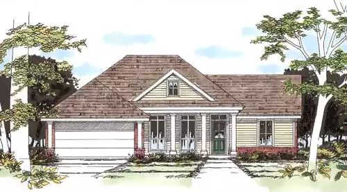 image of single story farmhouse plan 5378