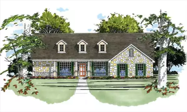 image of single story farmhouse plan 5405