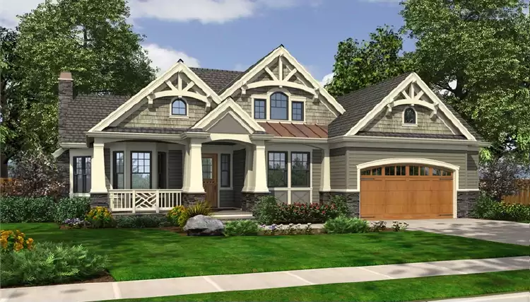 image of single story bungalow house plan 7532