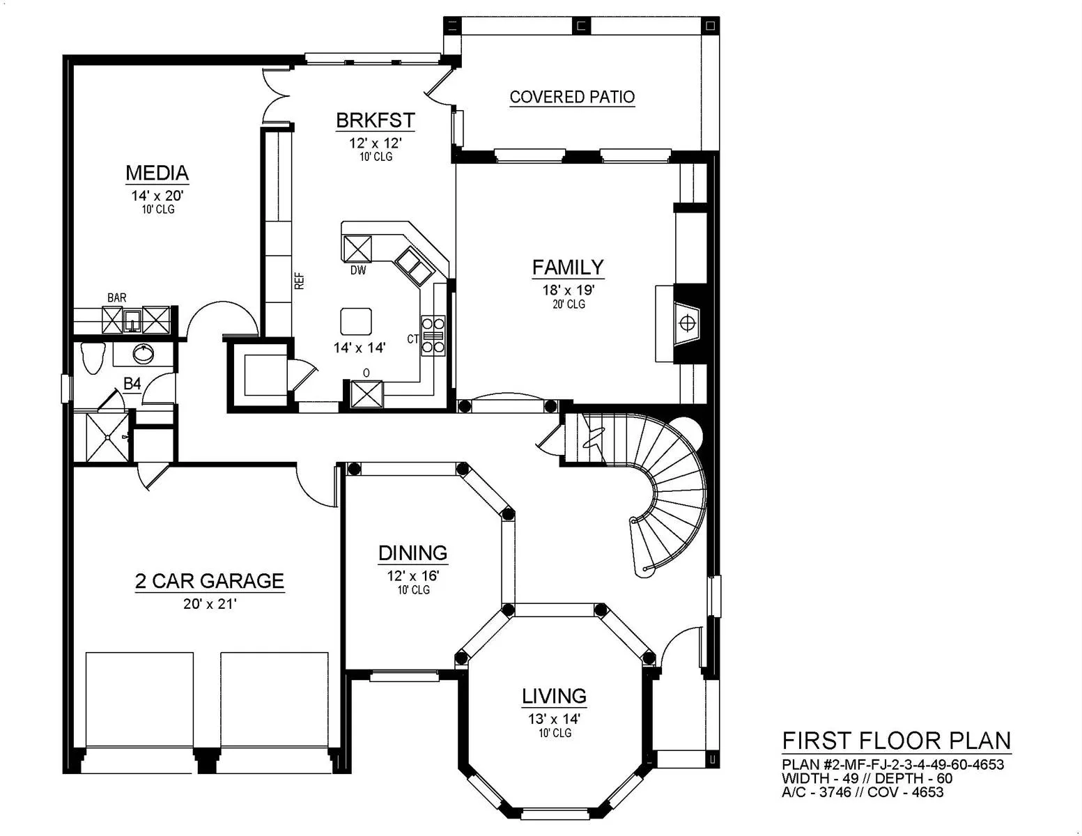 Two Story Traditional Style House Plan 2046 Marble Falls 2046