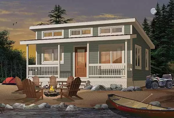 image of tiny lake house plan 1492