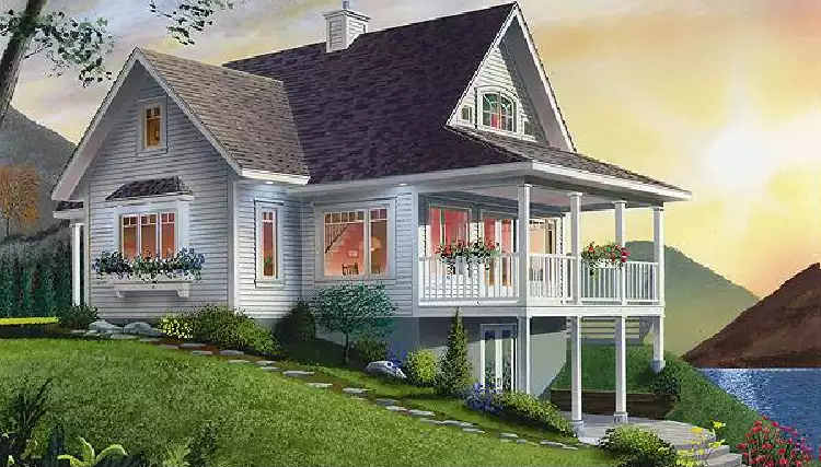image of small lake house plan 1143