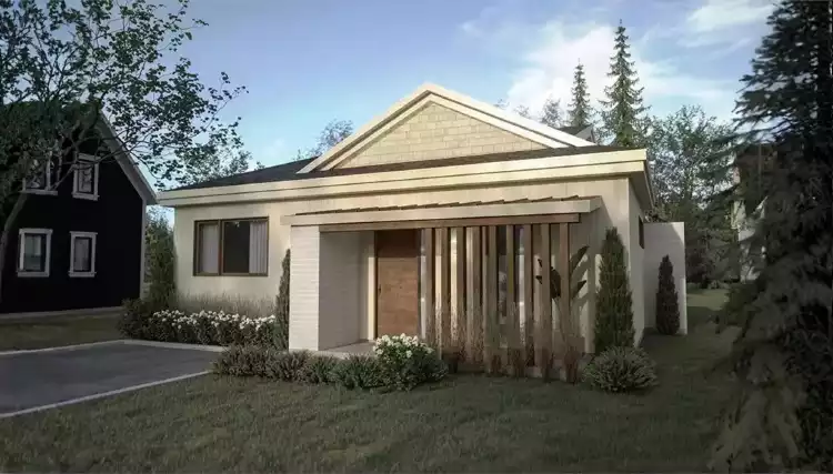 image of single story mid century modern house plan 10161