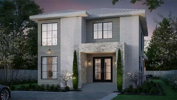 image of mid century modern house plan 10695