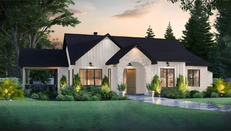 image of small modern farmhouse plan 10697