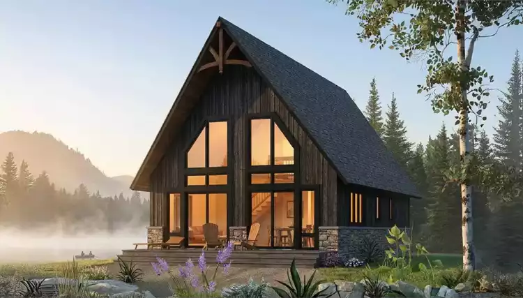 image of small lake house plans with loft space plan 12677