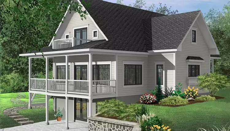image of 2 story beach house plan 1428