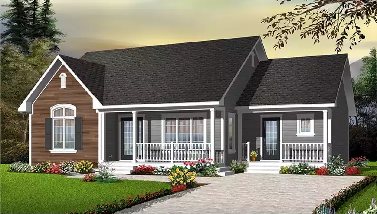 image of single story farmhouse plan 6338