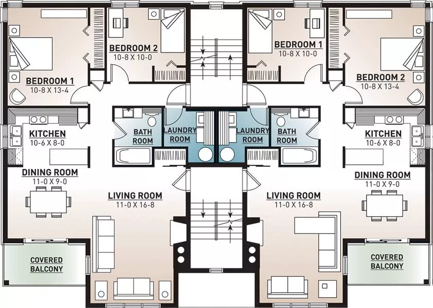 Robusta Builder Preferred Modern Style Apartment House Plan 7855