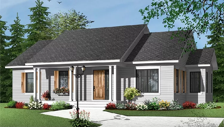 image of single story farmhouse plan 7858