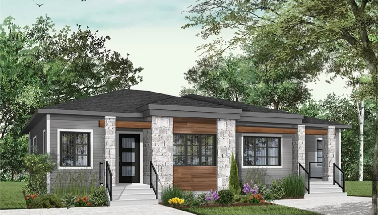 image of duplex house plan 7864