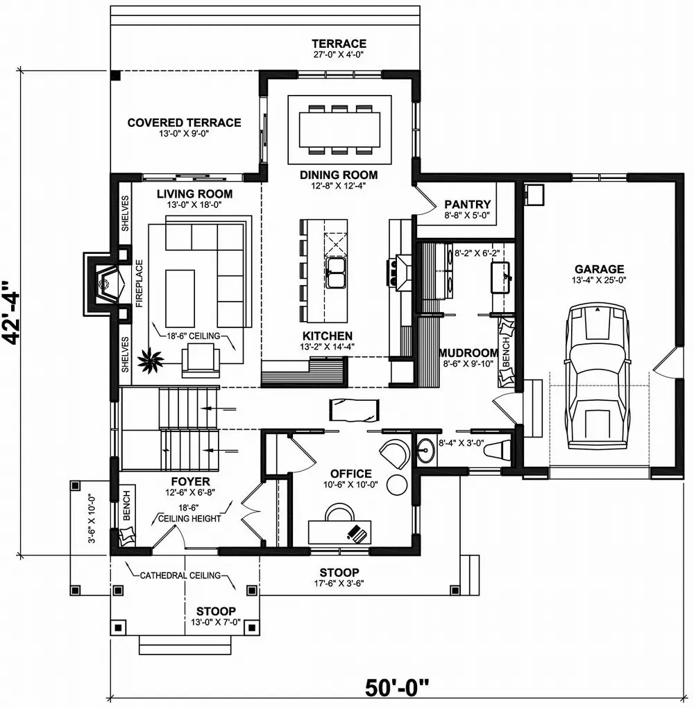 Country Style House Plan - 3 Beds 2 Baths 1705 Sq/Ft Plan #17-2434 -  Houseplans.com, image size:1000x1021