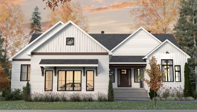 image of single story farmhouse plan 9203
