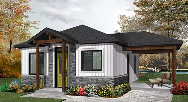 image of tiny contemporary house plan 7357