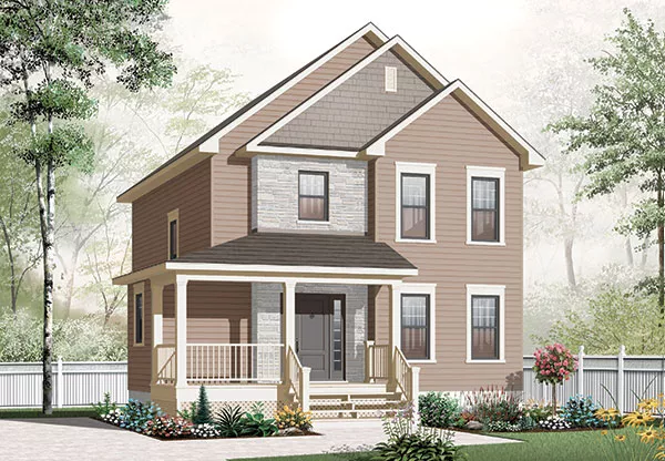 image of 2 story cottage house plan 9575