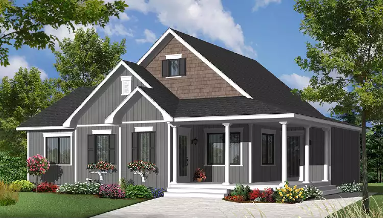 image of single story farmhouse plan 4754