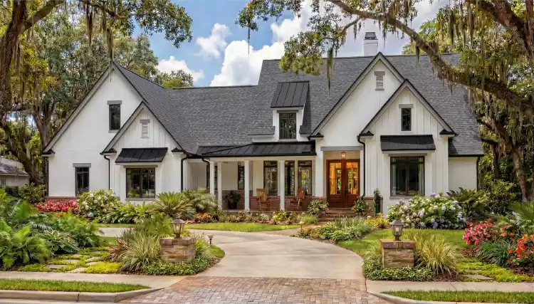 image of single story modern farmhouse plan 12280