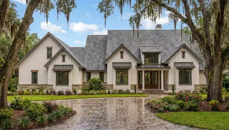 image of single story modern farmhouse plan 12302