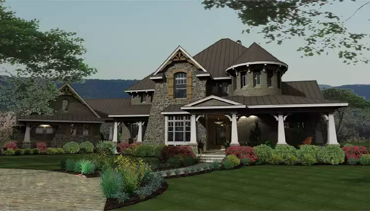 image of large craftsman house plan 2325