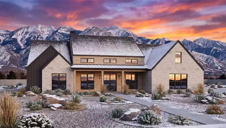 image of single story modern farmhouse plan 10678