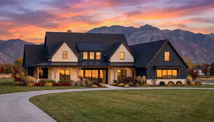 image of single story ranch house plan 6758