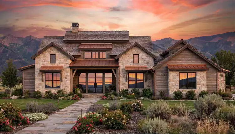 image of single story modern farmhouse plan 6759