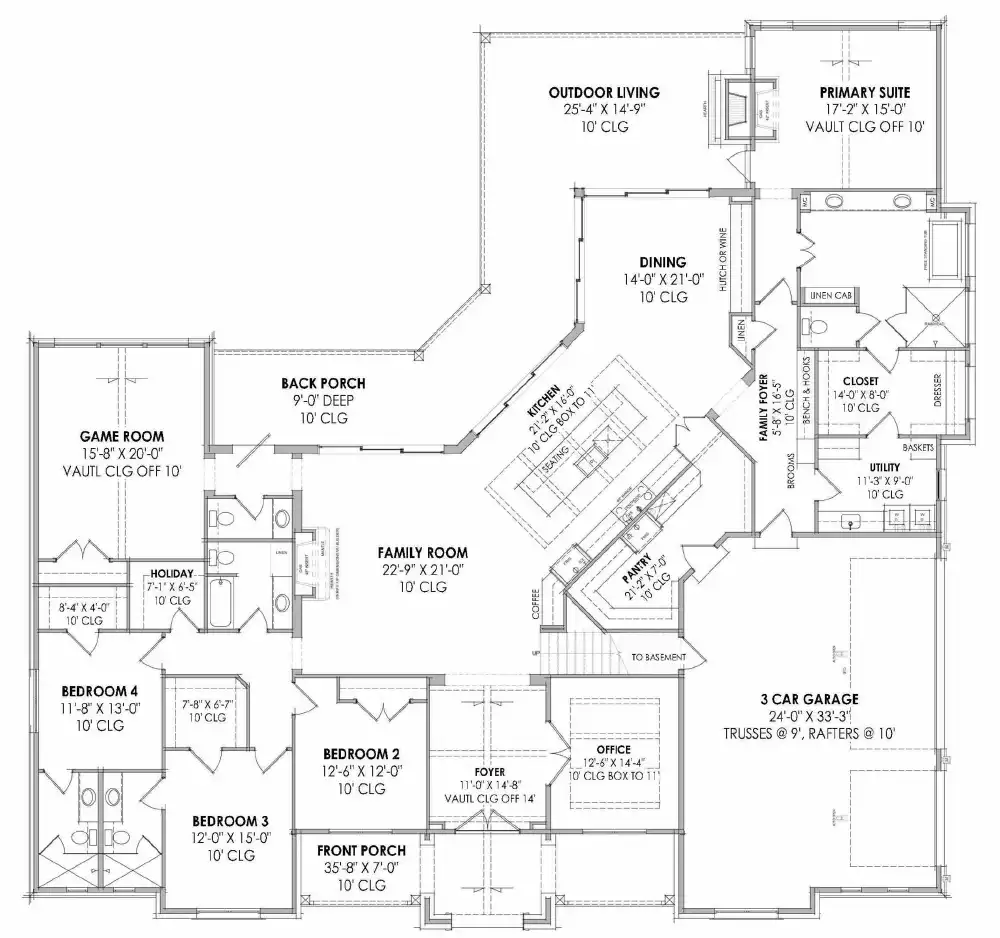 Plan 72947DA: Duplex House Plan with Garage Separation - 3 Bedroom 1436 Sq  Ft Units, image size:1000x938