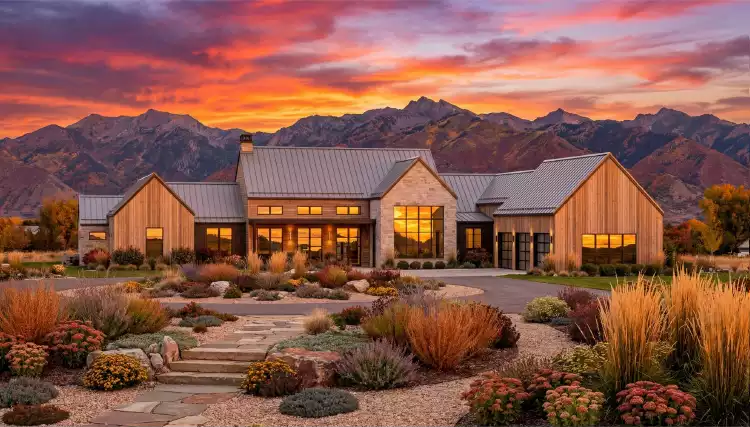 image of single story contemporary house plan 6886