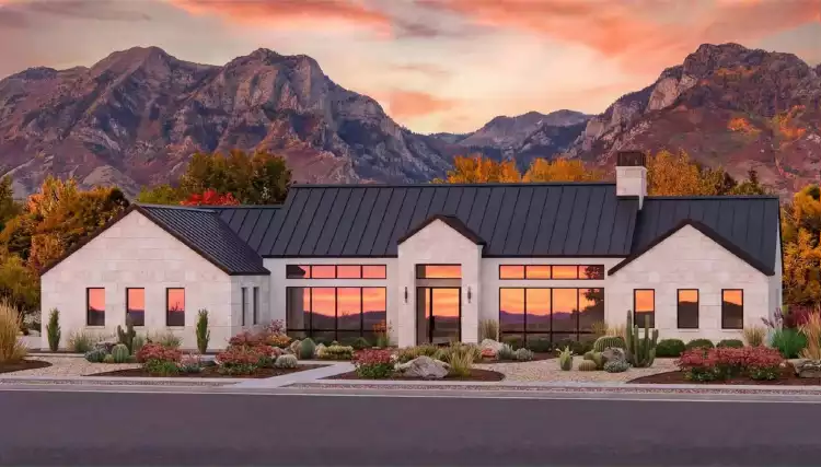 image of single story ranch house plan 9183