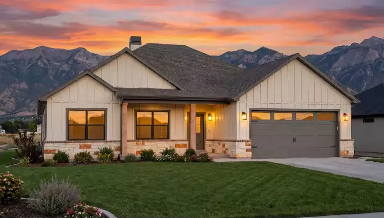 image of single story farmhouse plan 9250