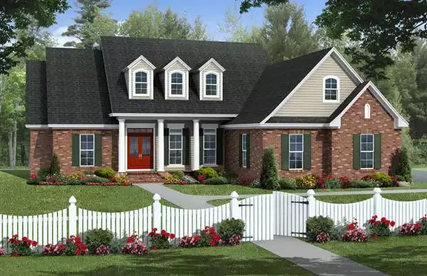 image of single story farmhouse plan 1024