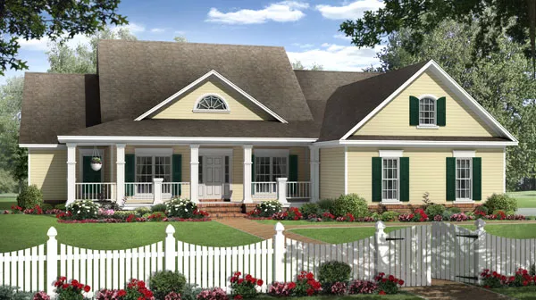 image of single story farmhouse plan 8564