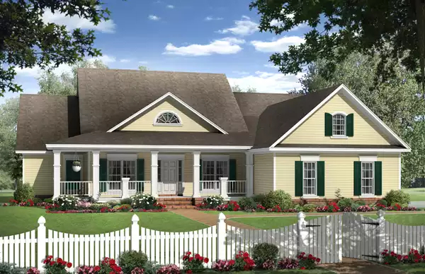 image of single story farmhouse plan 5275
