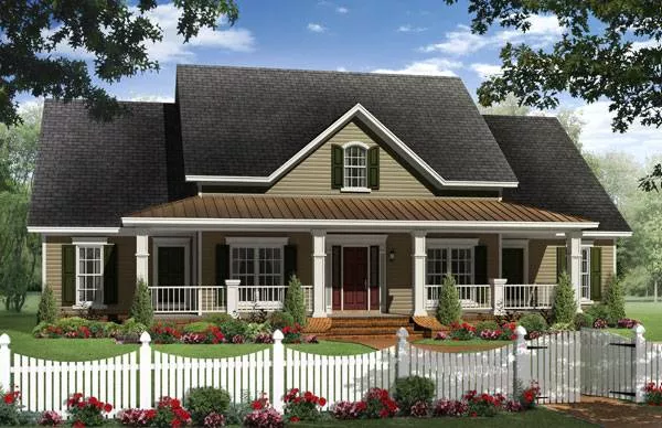 image of single story farmhouse plan 8562